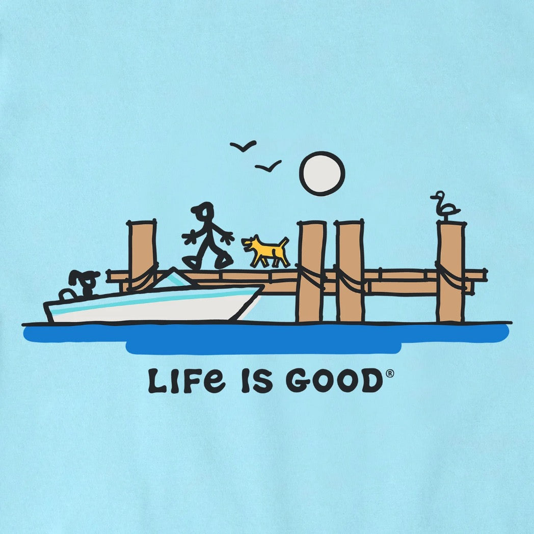 LIFE IS GOOD - WOMENS CRUSHER VEE TEE | Dockside Boat Aqua Blue