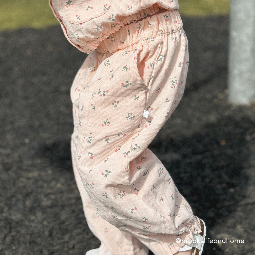 Floral Frilled Soft Corduroy Trousers