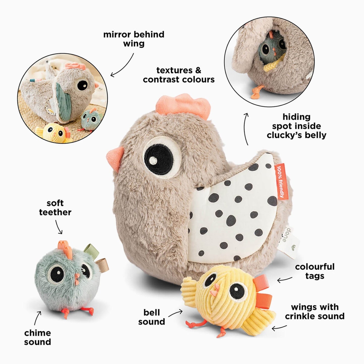 Done By Deer Hide & Seek Activity Toy Clucky