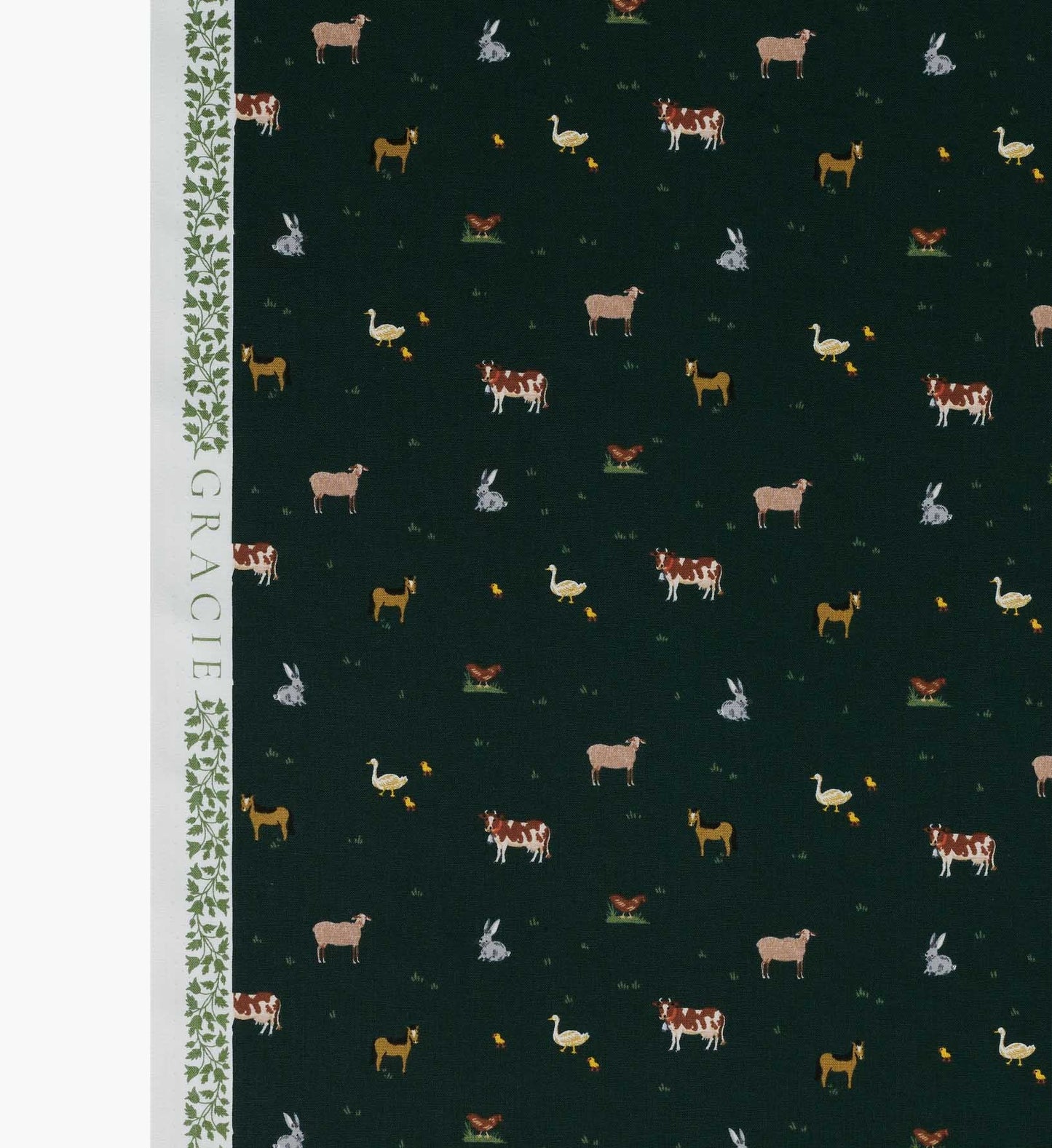 Farm Animals Cotton Fabric - Evergreen