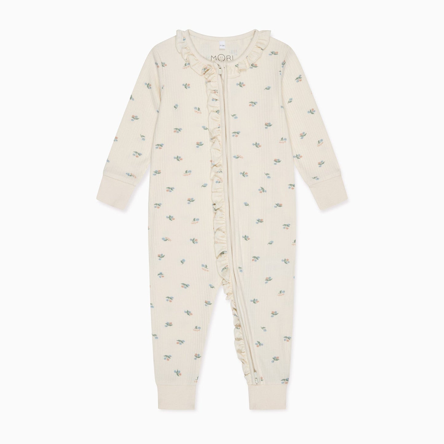 Floral Frilled Ribbed Clever Zip Sleepsuit