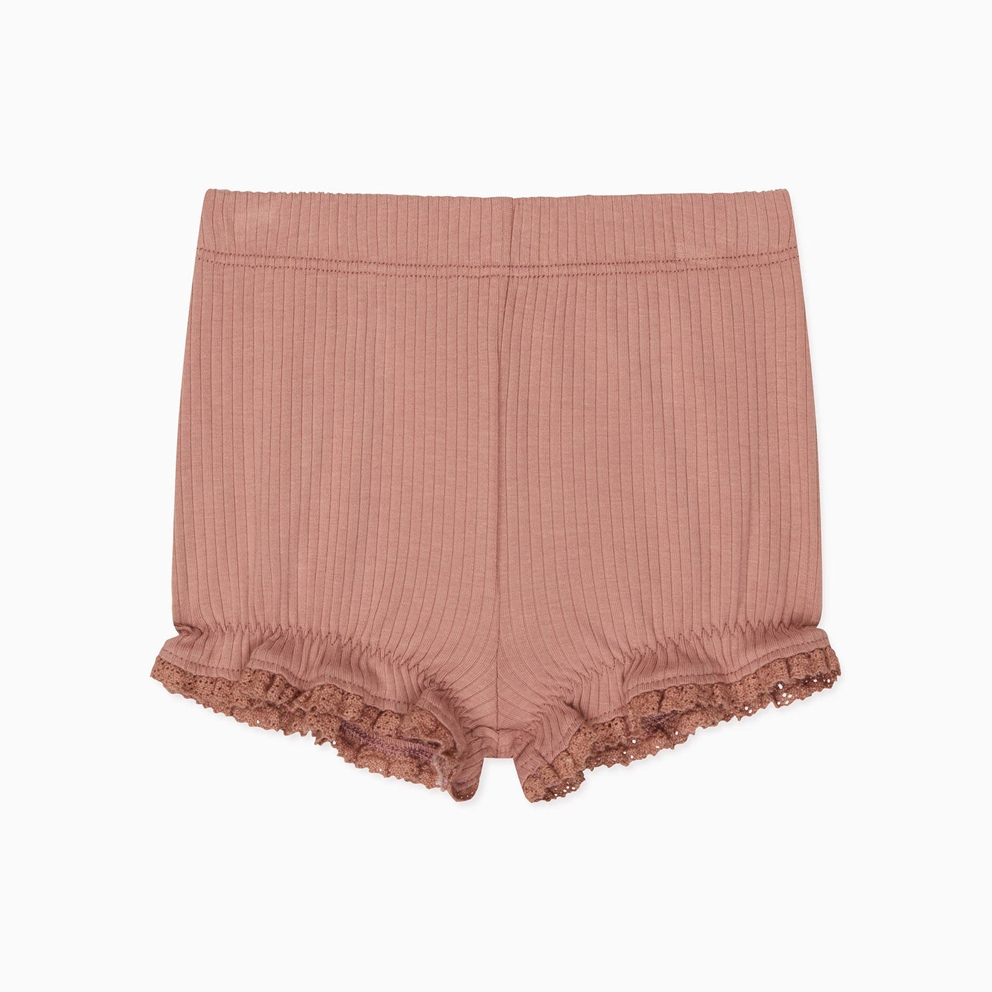 Frilled Ribbed Cardigan & Shorts Outfit - Rose