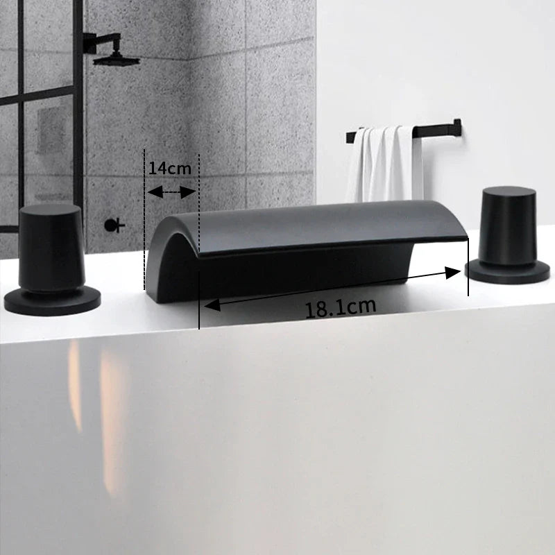 3PCS Bathroom Bathtub Faucet Basin Faucet Deck Mounted Spa Tub Mixer Tap Cold Hot Mixer Waterfall Matte Black or Gold Color