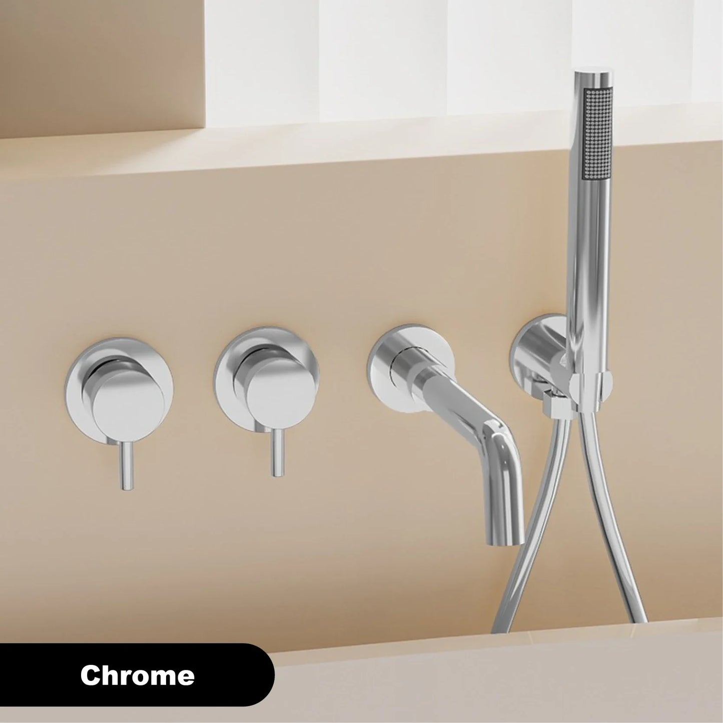 Bathroom Minimalist Gun Gray Brass Wall Mounted Bathtub Faucet with Dual Handles for Hot & Cold Water Dual Function Shower Mixer