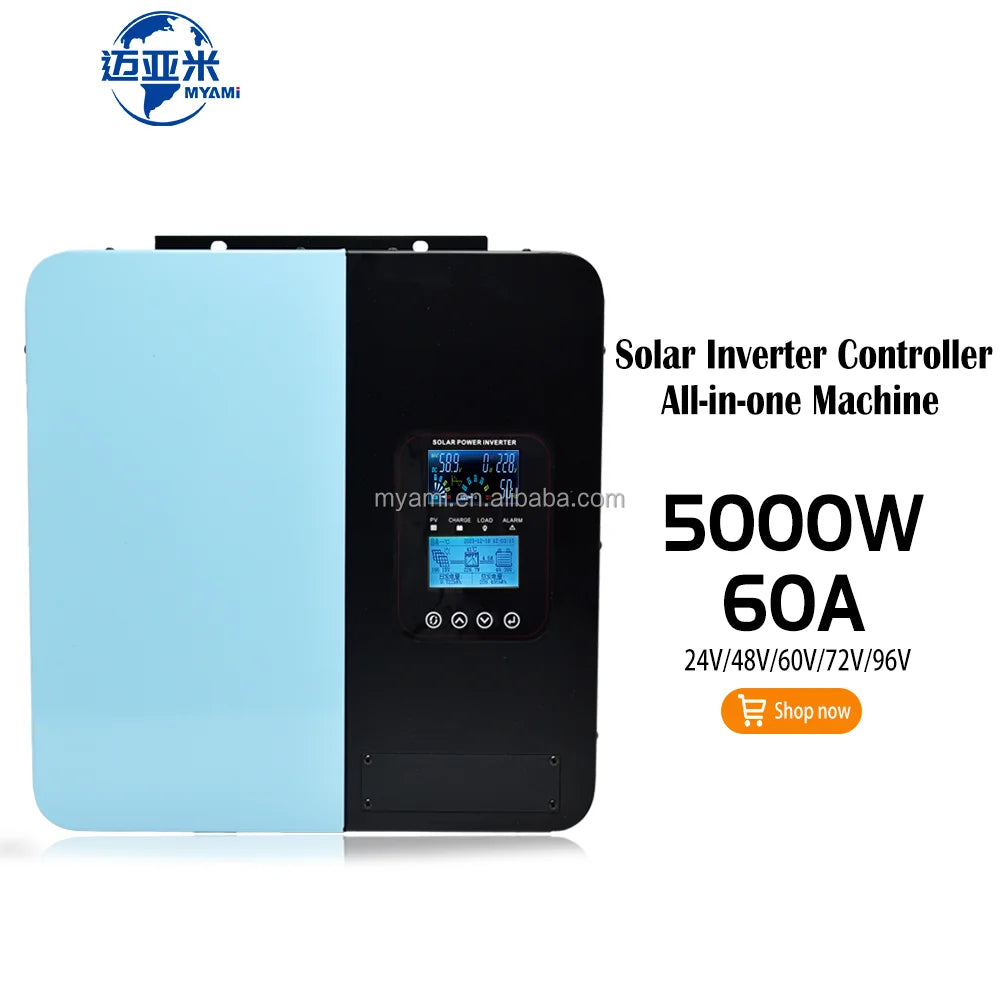 Adjustable New Product 5kw 24v 48v60v 72v 90v 60a Pure Sine Wave Power Solar Inverter Controller For Off-grid System Household