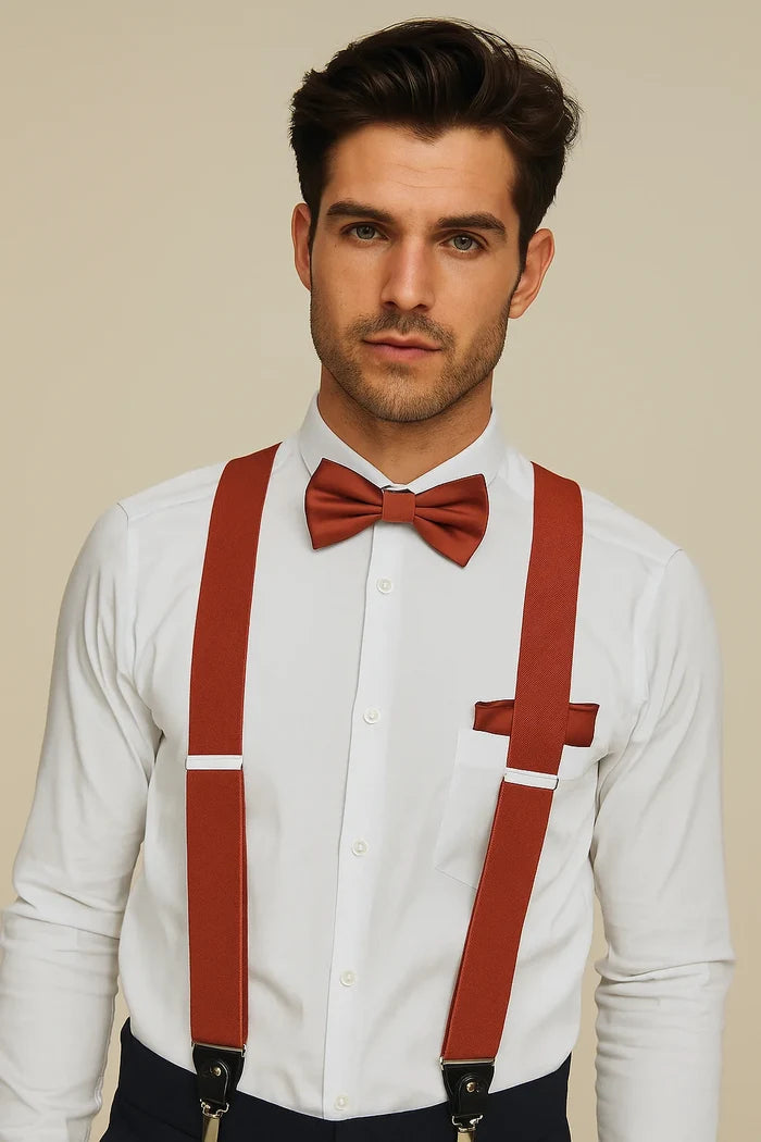 Burnt Orange Suspender Bow-tie Set