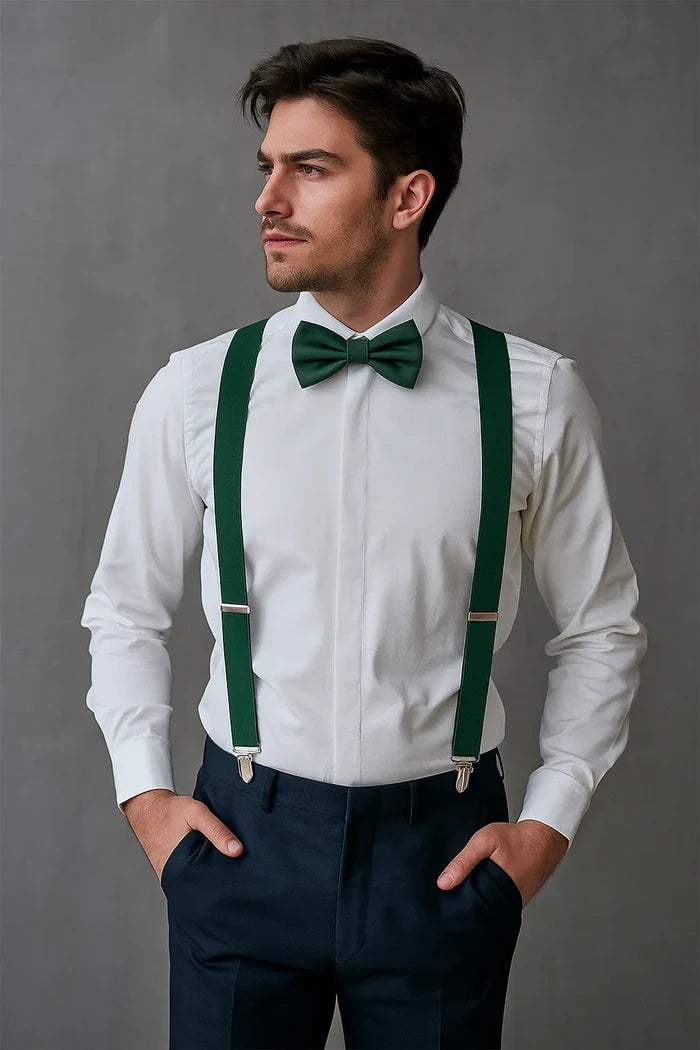 Hunter Green Suspender Bow-tie Set