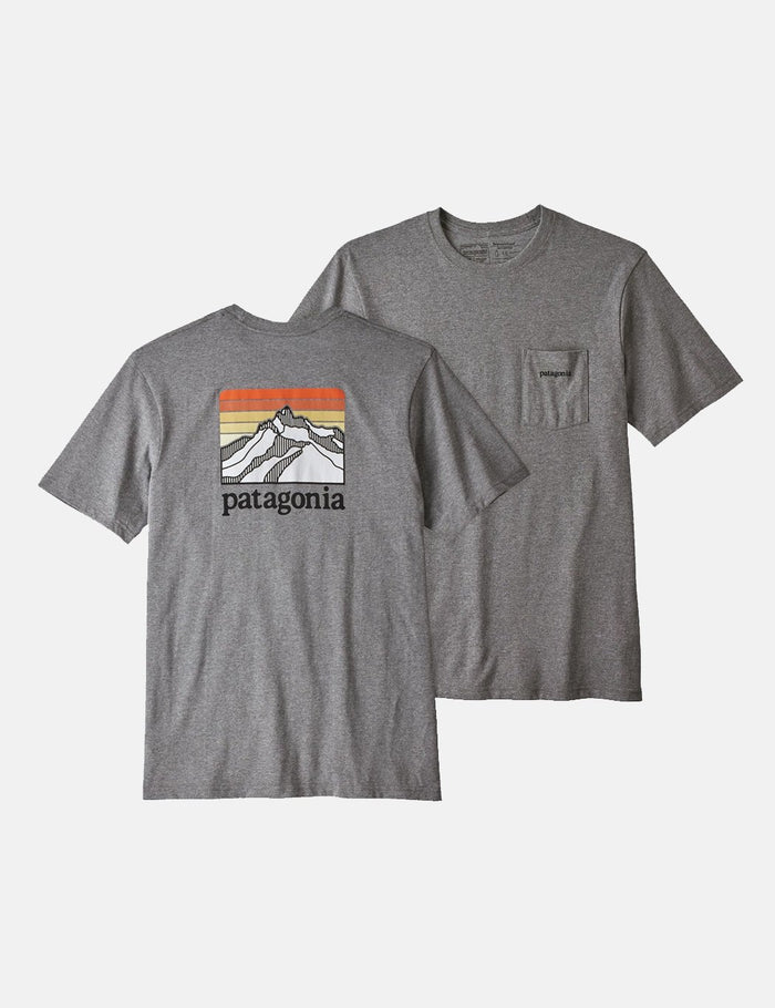 Patagonia Line Ridge Logo Pocket Responsibili-Tee T-Shirt - Gravel Heather Grey