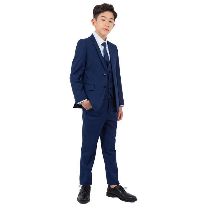 Perry Ellis Boys Cobalt 5-Piece Suit Set - Front View | Kids Wedding Ring Bearer Formal | KCT Menswear
