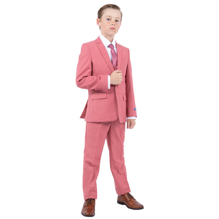 Perry Ellis Boys Coral 5-Piece Suit Set - Front View | Kids Wedding Ring Bearer Formal | KCT Menswear
