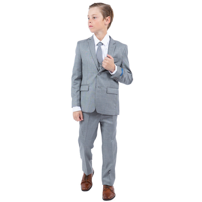 Perry Ellis Boys Blue Sharkskin 5-Piece Suit - Front View | Premium Kids Formal Wear | KCT Menswear
