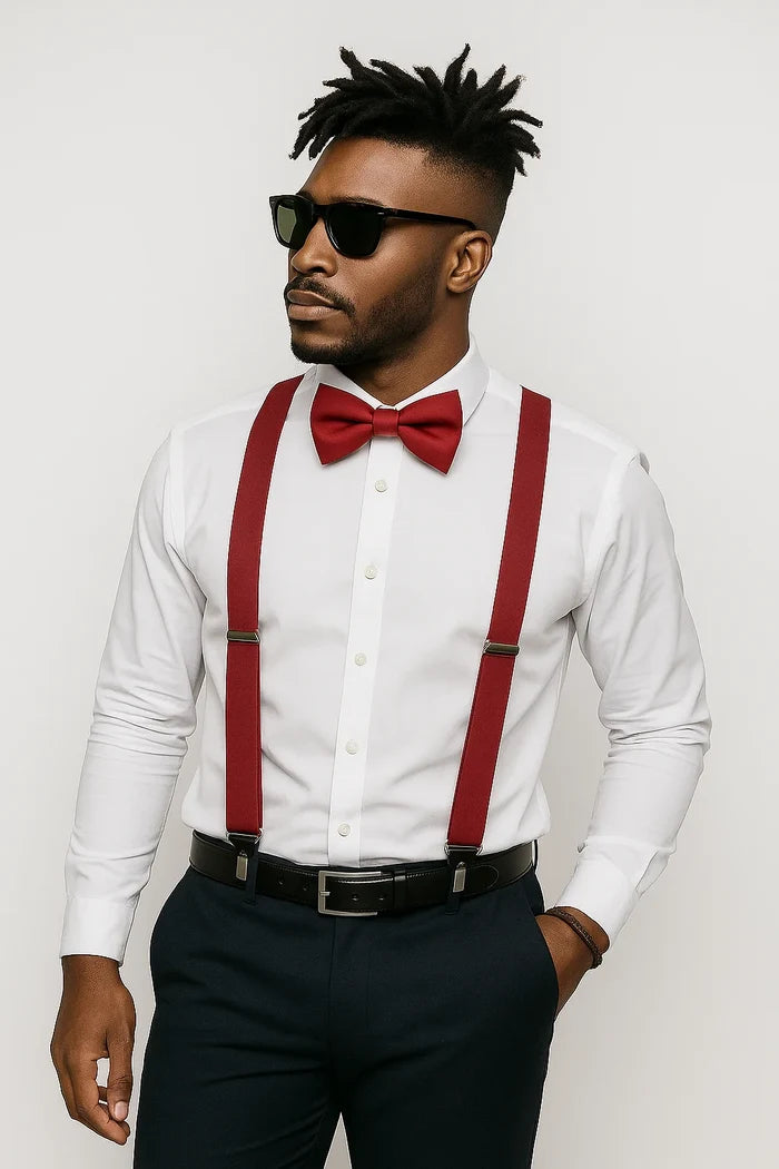 True Red Suspender Bow-tie Set