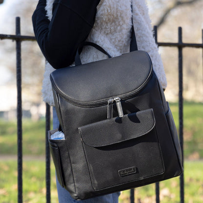 Babymel Lennox Vegan Leather Convertible Changing Backpack - Black