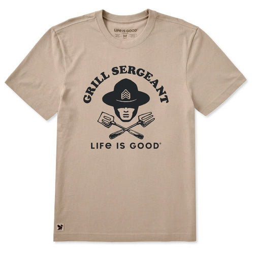 LIFE IS GOOD - MENS CRUSHER TEE | Grill Sargeant Oat Brown