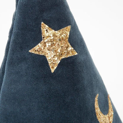 Pointed Soft Blue Velvet Witch Hat