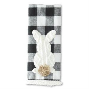 BLACK & WHITE CHECK BUNNY W/ POM POM TAIL TOWEL