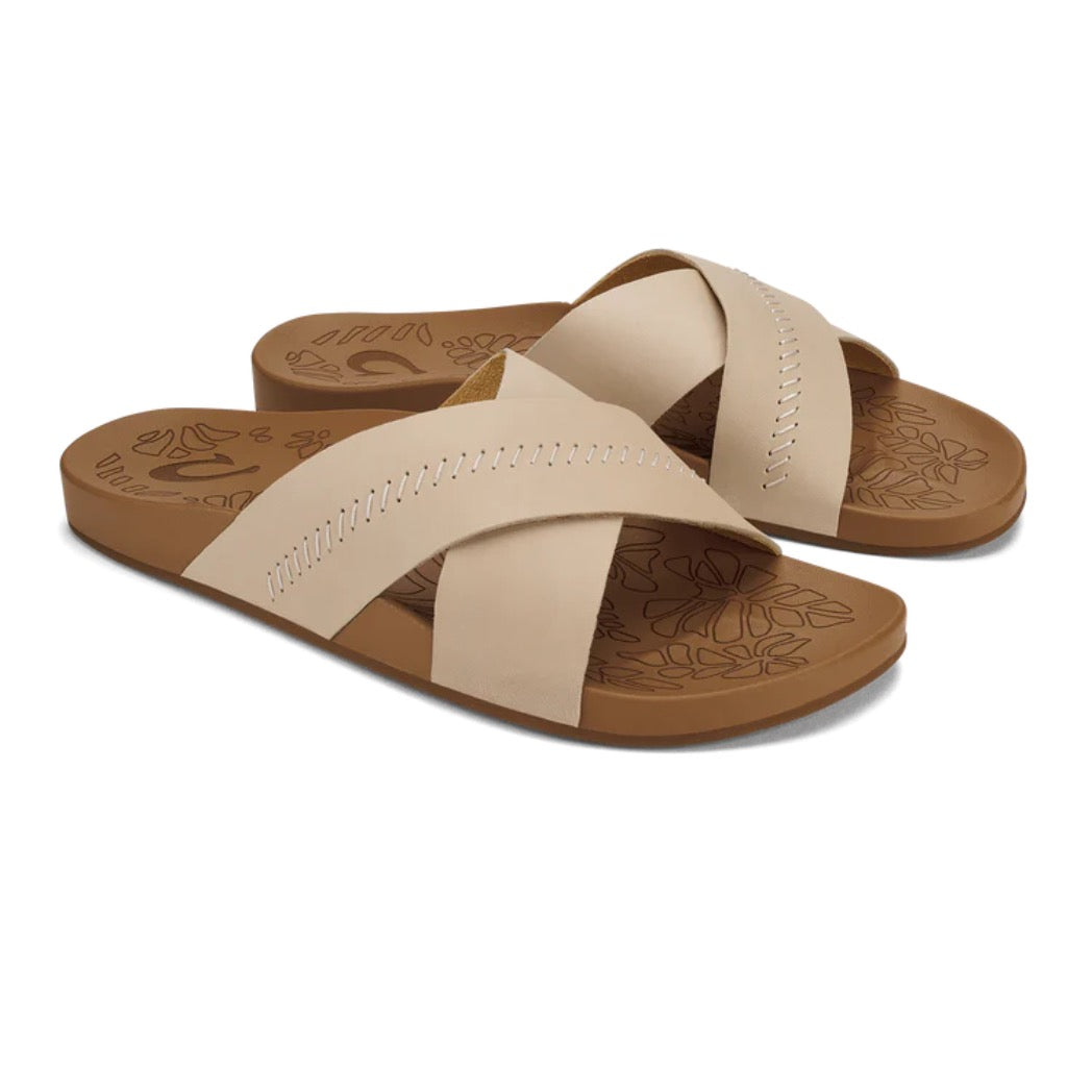 OLUKAI - KIPE'A 'OLU SLIDE (WOMENS) | Puka/Tan