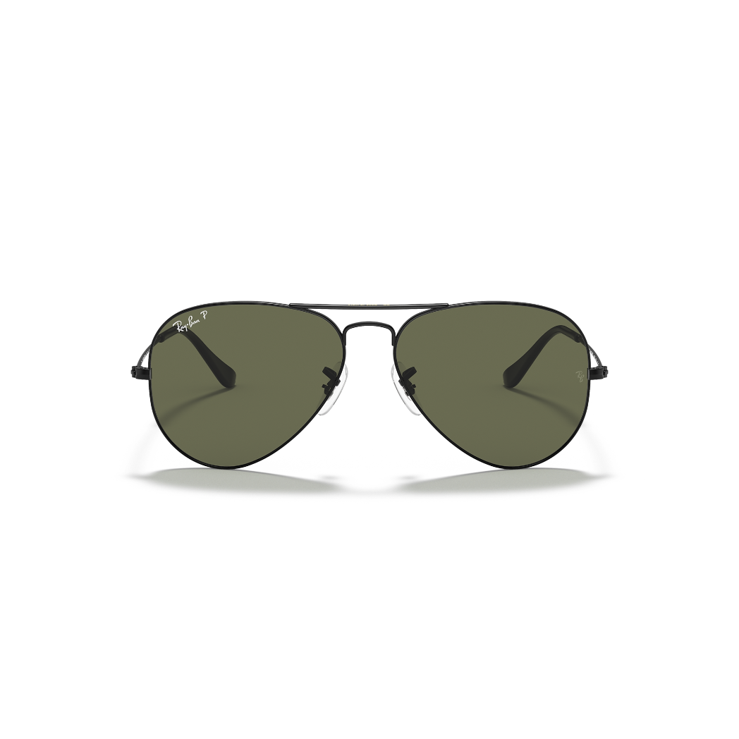 RAYBAN - AVIATOR | Black w/ Green Polarized