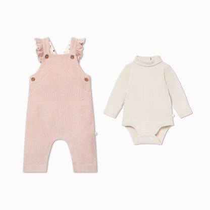 Corduroy Frilled Dungarees & Bodysuit Outfit