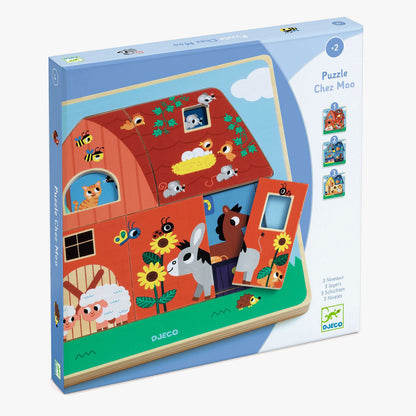 Djeco Chez Moo Wooden Layer Puzzle