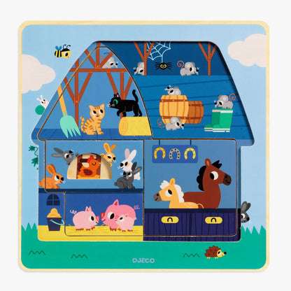 Djeco Chez Moo Wooden Layer Puzzle