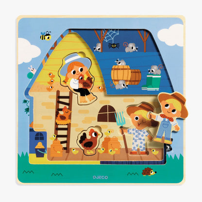Djeco Chez Moo Wooden Layer Puzzle