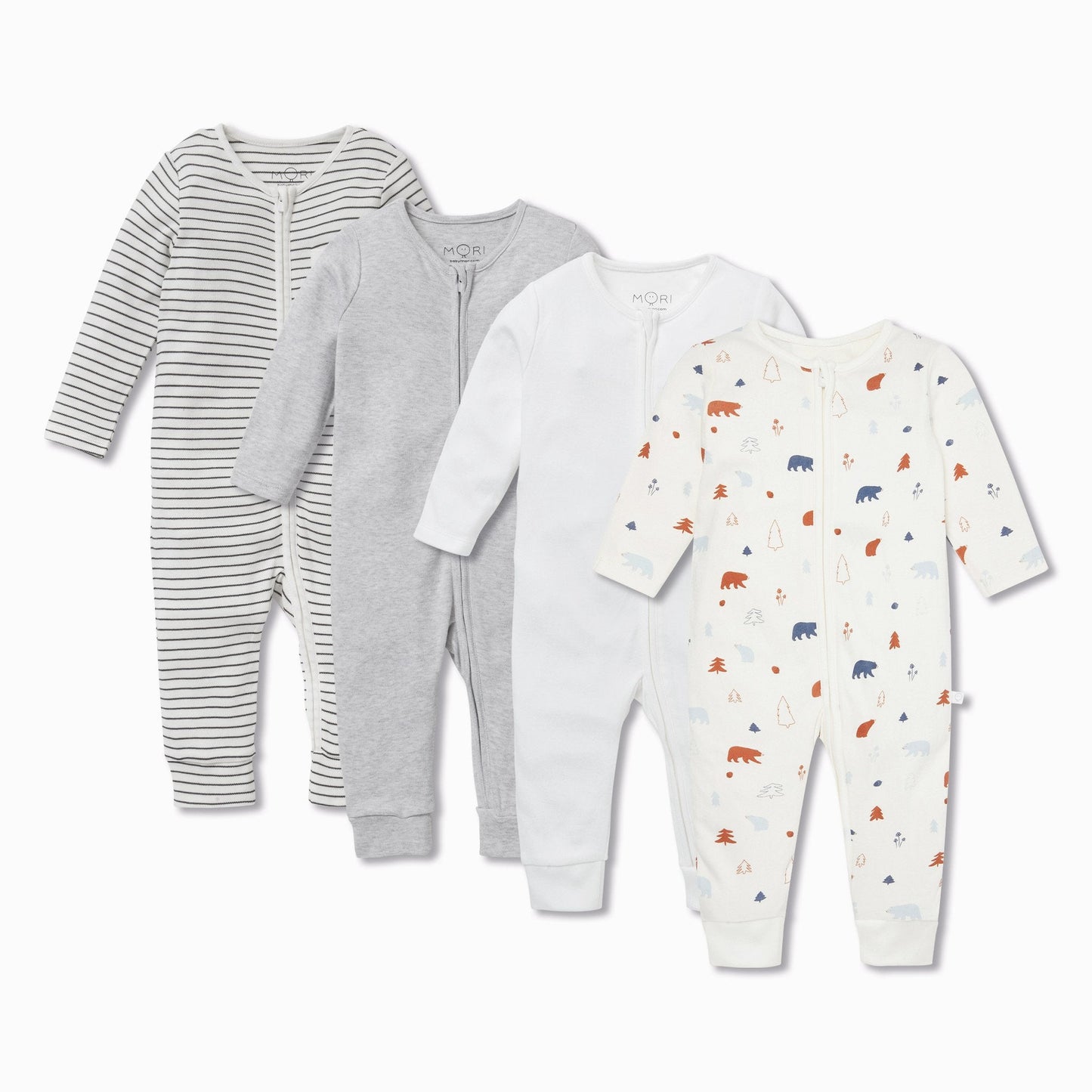Forest Bear Zip Sleepsuit 4 Pack