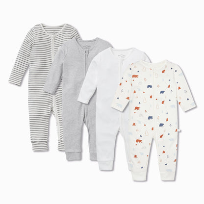 Forest Bear Zip Sleepsuit 4 Pack