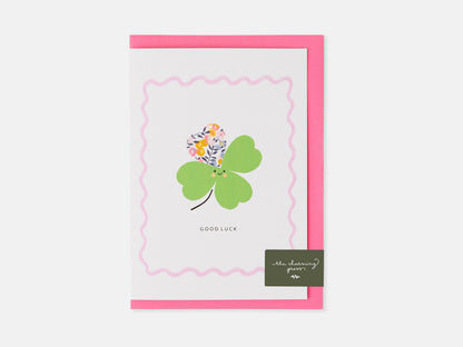 Four Leaf Clover Good Luck Card - Liberty Wiltshire Bud Print