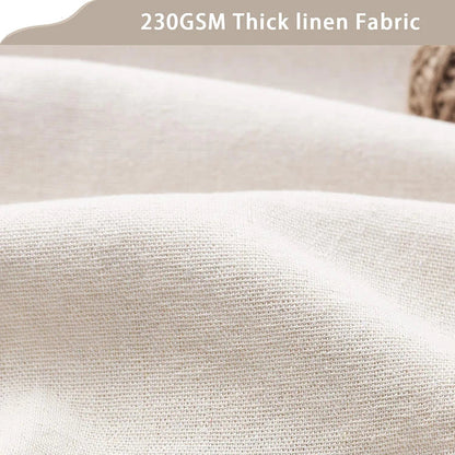 Beige 72x72 Inch French Country Linen Blend Ruffle Shower Curtain for Bathroom