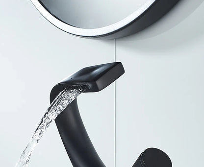 Black Faucet Bathroom Sink Faucets Hot Cold Water Mixer Crane Deck  Mounted Single Hole Bath Tap Chrome Finished ELM457