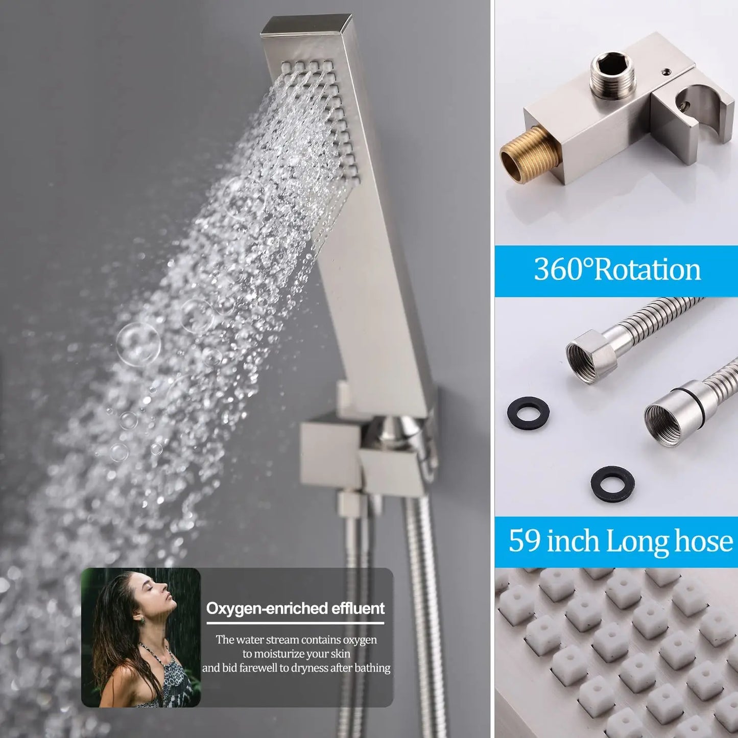 16inch Oil Rubbed Bronze Ceiling Mount Concealed Bathroom Rain Shower System Mixer Set with Overhead Rain Shower