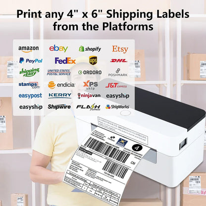 4*6 White Blue Thermal Interface Shipping Labels Sticker Printer Papers Sheets POS Usage Product Stock