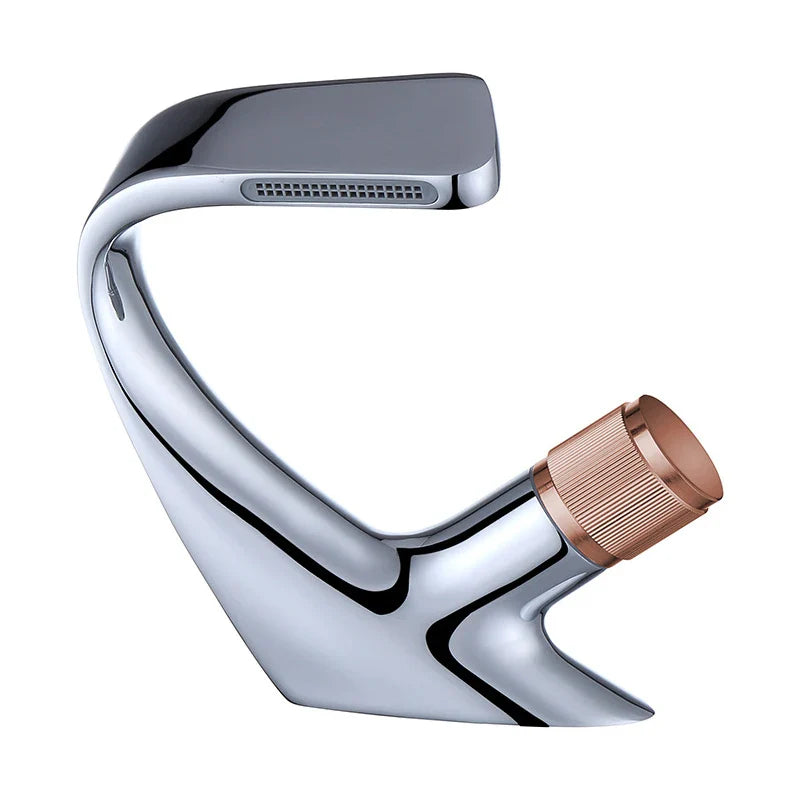 Black Faucet Bathroom Sink Faucets Hot Cold Water Mixer Crane Deck  Mounted Single Hole Bath Tap Chrome Finished ELM457