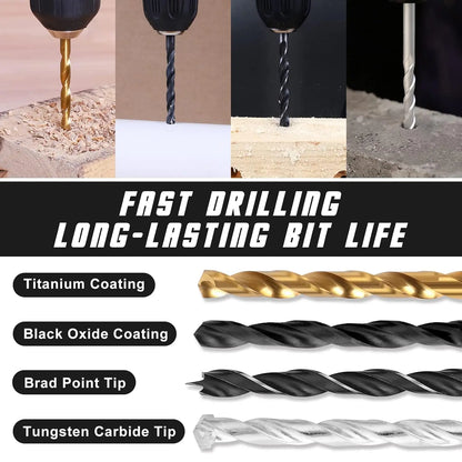 246-Pcs Household Tool Combo Kit Drill Bit Set with Hand-Power Source for Wood/Metal/Masonry/Cement Versatile Tool Sets