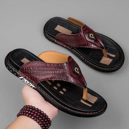 2025 Casual Slippers Sandal Mens High Quality Flip Flop Men Summer Shoes Genuine Leather Men Sandals Slippers Outdoor
