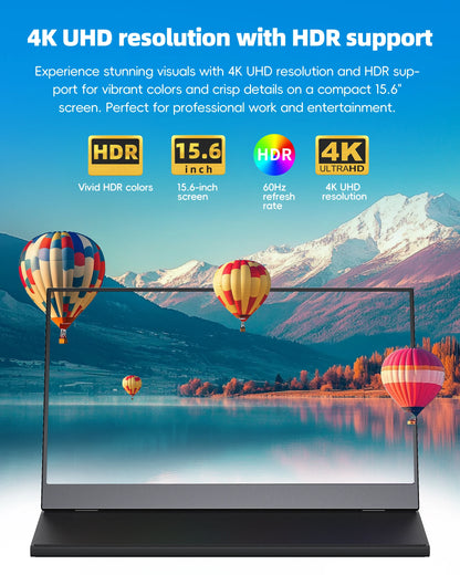 15.6 Inch 4K Portable Touch Monitor Screen USB-C Type-C LED Dual Sliding Dual Screen Laptop