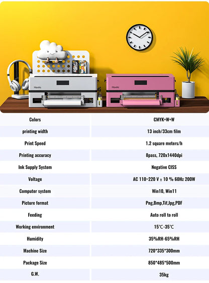 A3 DTF Heat Transfer Printer | Auto Clean White Ink | Fast Bulk Orders Plug & Play Pro Design Dtf Printer for Any Textile Fabric