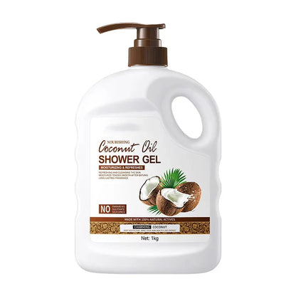 Aiooce Natural Coconut Shower Gel 500ml Herbal Infused Whitening Moisturizing Body Wash Bath Cream