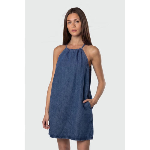 TEAMLTD - DENIM HALTER DRESS | Denim