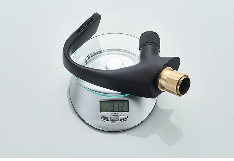 Black Faucet Bathroom Sink Faucets Hot Cold Water Mixer Crane Deck  Mounted Single Hole Bath Tap Chrome Finished ELM457