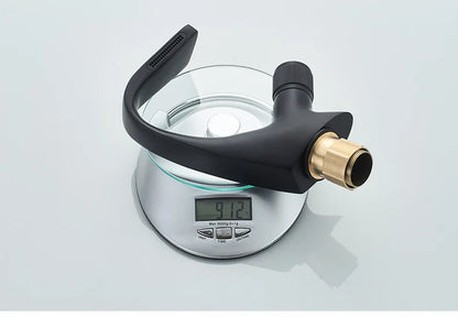 Black Faucet Bathroom Sink Faucets Hot Cold Water Mixer Crane Deck  Mounted Single Hole Bath Tap Chrome Finished ELM457