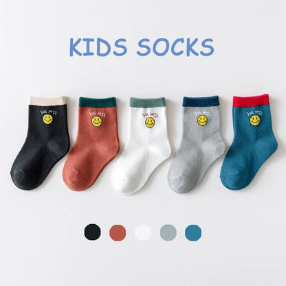 5 Pairs/Lot Toddler Socks Newborn Baby Soft Prewalker Spring Cotton Girl Kids Autumn Infant Cartoon Striped Print Sock 0-12Y