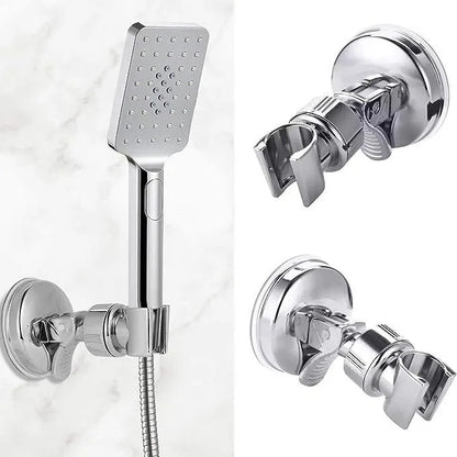 Adjustable Shower Head Holder Removable Suction Cup Shower Head Bracket No Drill Shower Head Bracket Rack with Chrome Accessory