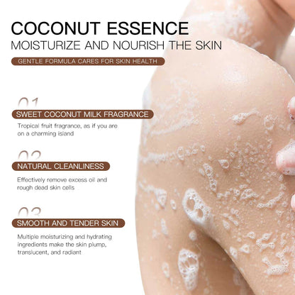 Aiooce Natural Coconut Shower Gel 500ml Herbal Infused Whitening Moisturizing Body Wash Bath Cream
