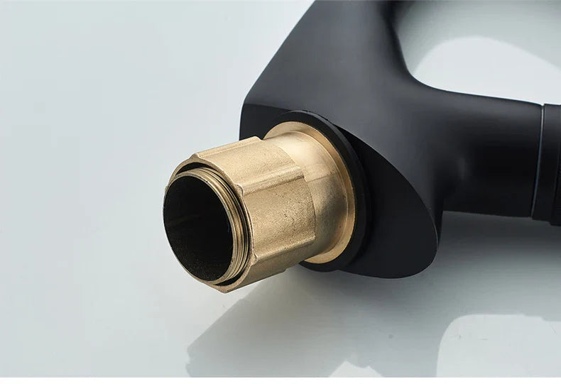 Black Faucet Bathroom Sink Faucets Hot Cold Water Mixer Crane Deck  Mounted Single Hole Bath Tap Chrome Finished ELM457