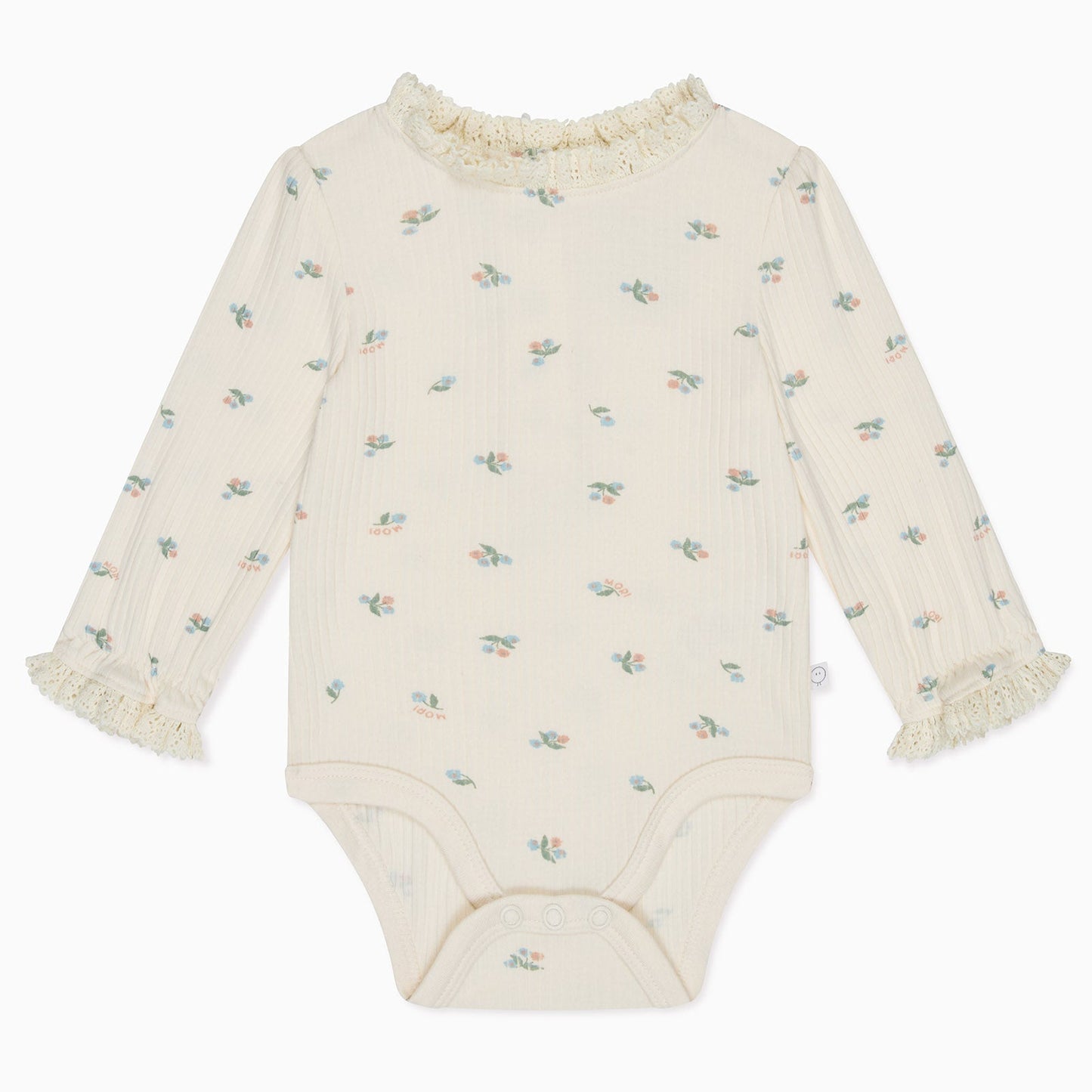 Floral Frilled Ribbed Long Sleeve Bodysuit