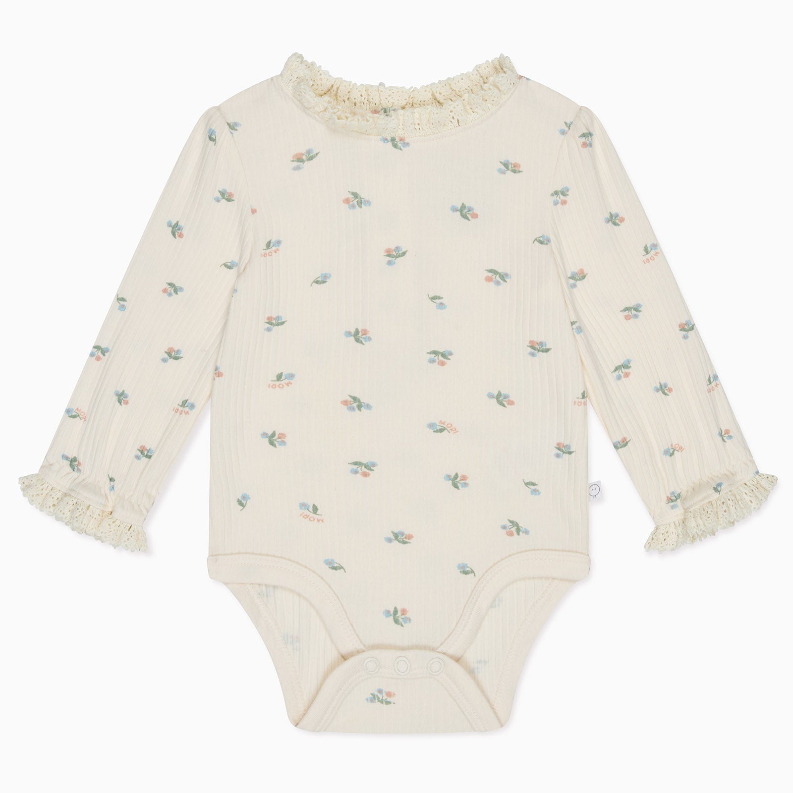 Floral Frilled Ribbed Long Sleeve Bodysuit