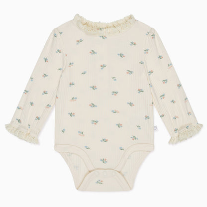 Floral Frilled Ribbed Long Sleeve Bodysuit