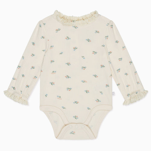 Floral Frilled Ribbed Long Sleeve Bodysuit